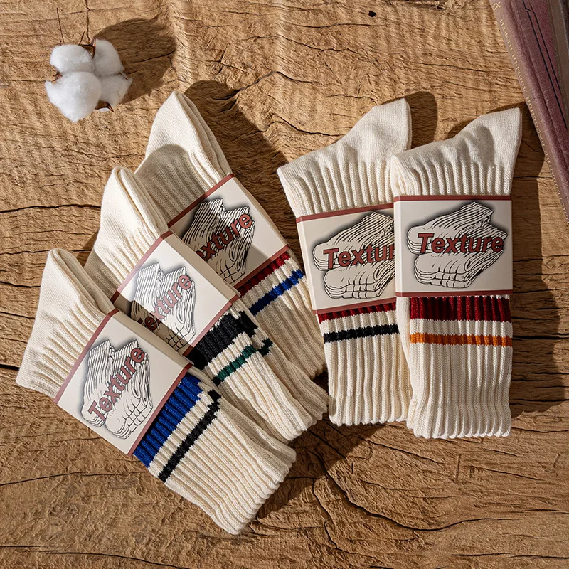 5 Pairs of Men's and Women's New Autumn-winter Mid-length Knitted Socks with Thick Yarn, Sport Patterned Long Socks