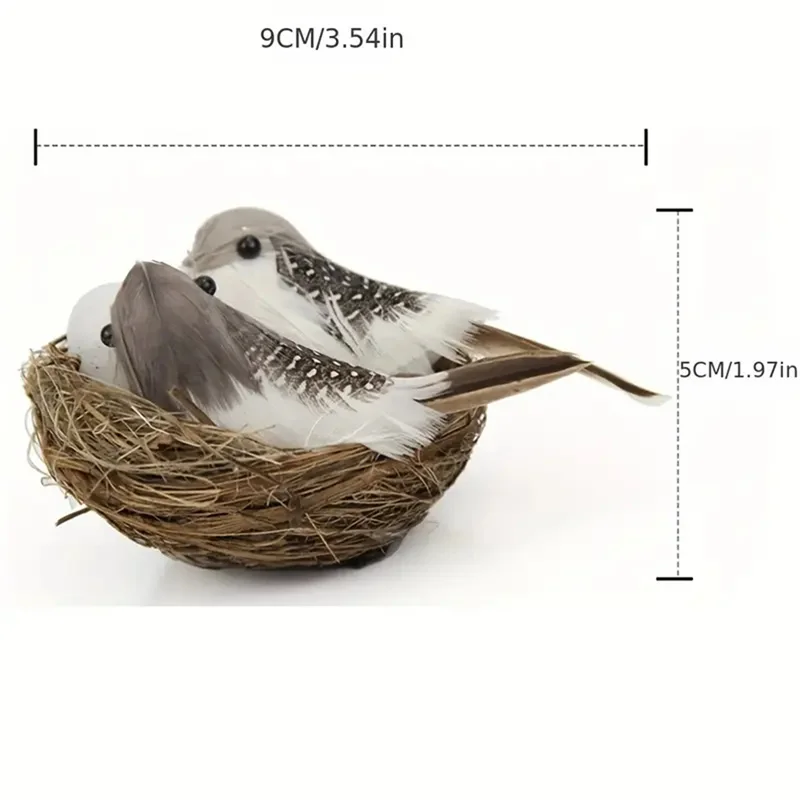 Simulated Bird Nest Bird Egg Set Garden Yard Props DIY Ornaments Party Decor Handmade Birdhouse Birdcage Easter Craft Kid Gifts