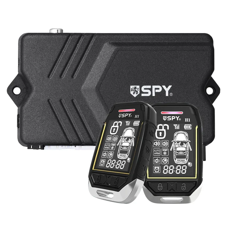 2025 venda quente espião 2 vias alarme de carro sistema de partida remota alarme de carro bt telefone inteligente empurrar motor starter keyless bt chave lcd
