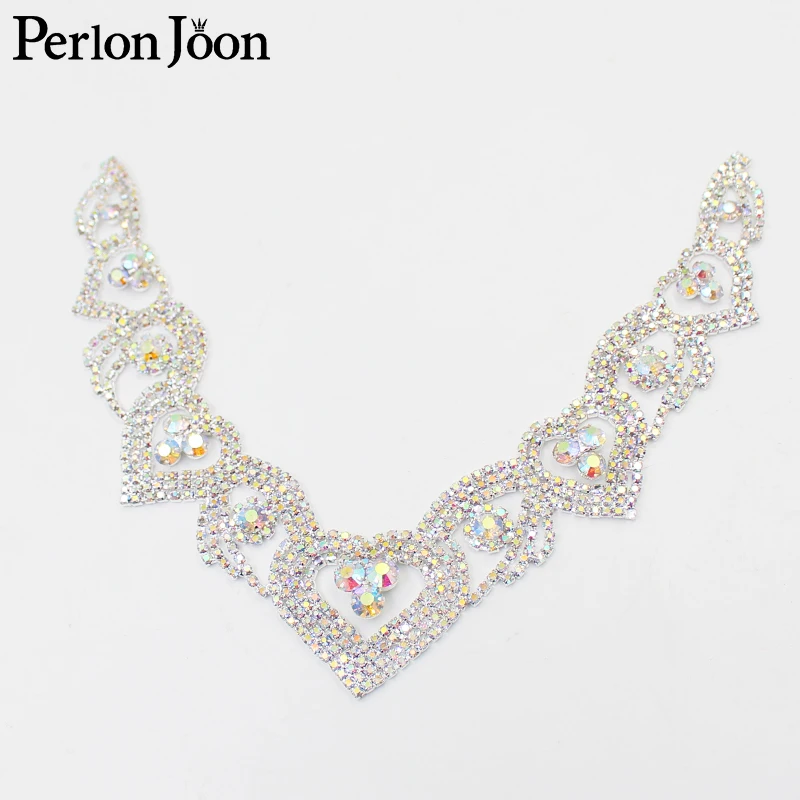 Rhinestone Crystal Patch For Wedding Dress AB Color Welding DIY applique necklace Necklin Hand Sewing Clothing Accessories YL004