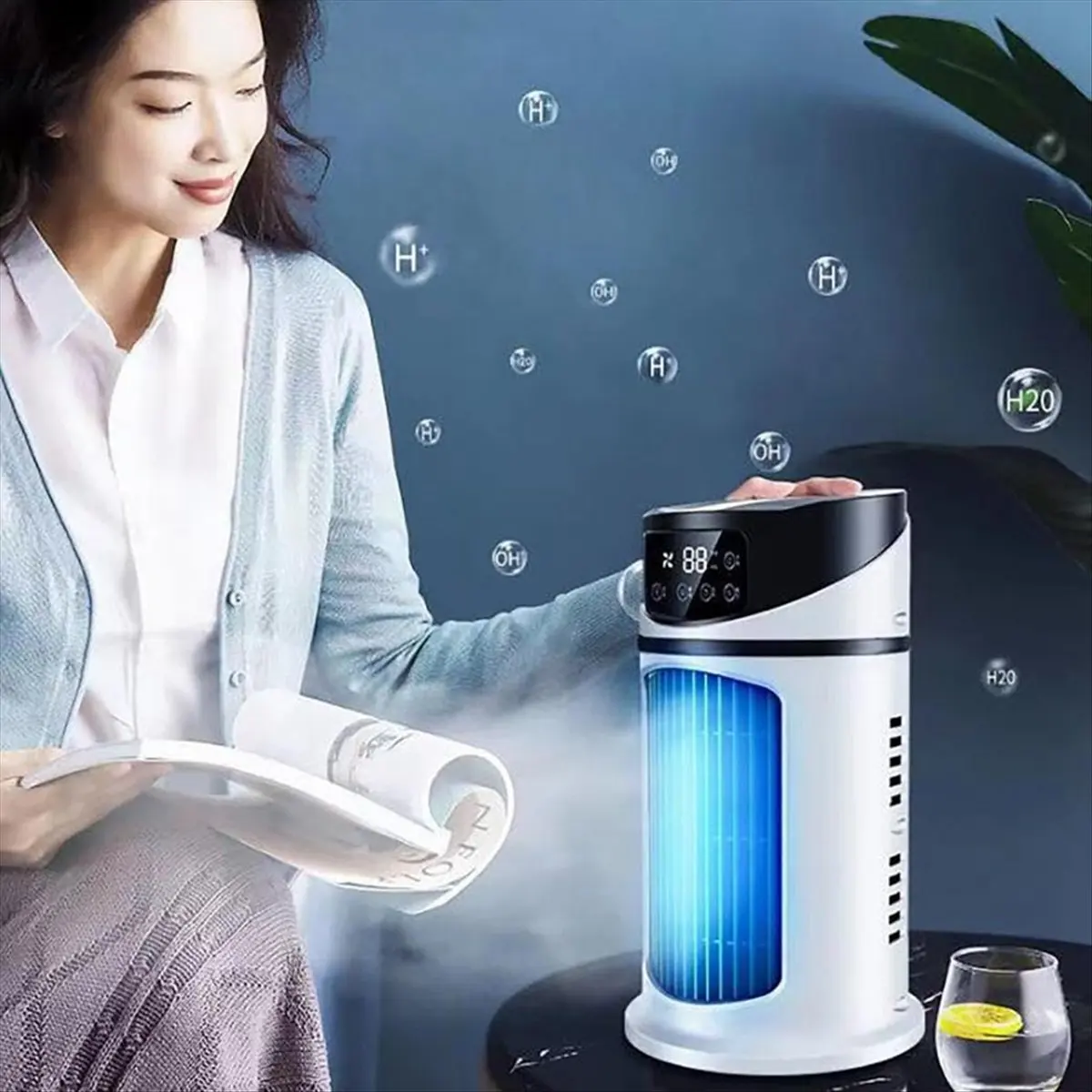 

HGHO Multifunctional Desktop Fan Mini Evaporative Cooler Portable Adjustable Fan Cool Mist Humidifier