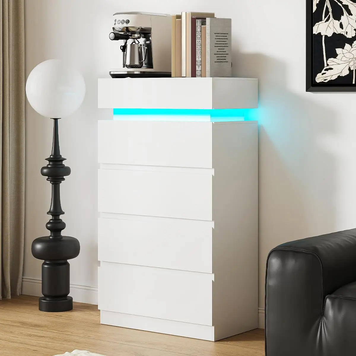 Modern Steel Wide-Drawer Storage Cabinet, Ideal for Bedroom and Living Room Organization