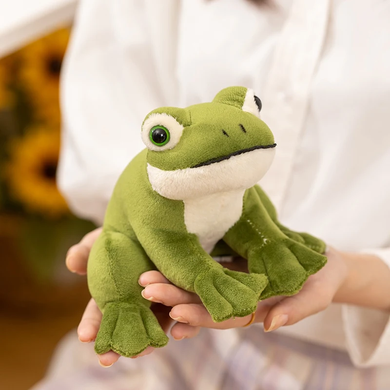 Juguetes de peluche de rana simulada, ranas verdes rellenas, animales realistas, peluche para niños, regalo de cumpleaños para niño