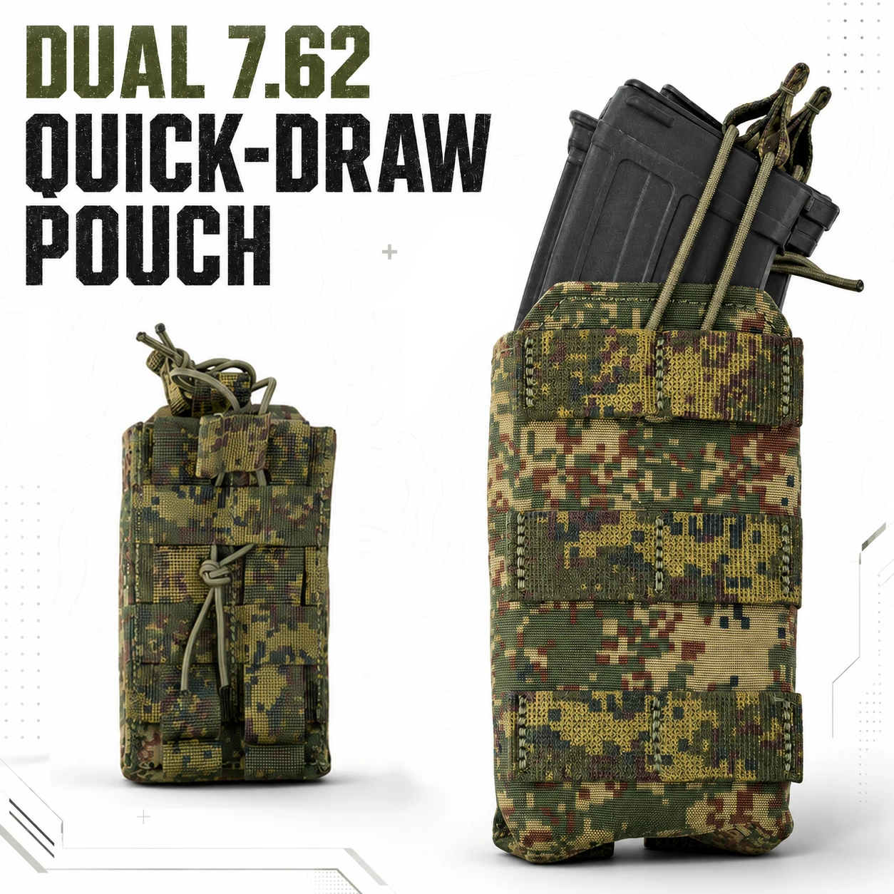 Pochette tactique pour chargeur 7.62, camouflage EMR, porte-magazine rapide à ouverture rapide AK, fixation modulaire MOLLE pour gilet militaire Airsoft