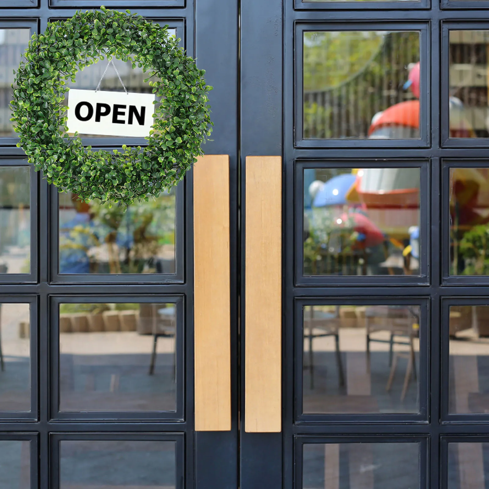 

Artificial Leaf Wreath Premium Plastic Green Leaf Wreath Hanging Front Door Welcome Decor Spring Season Party Home Decoration