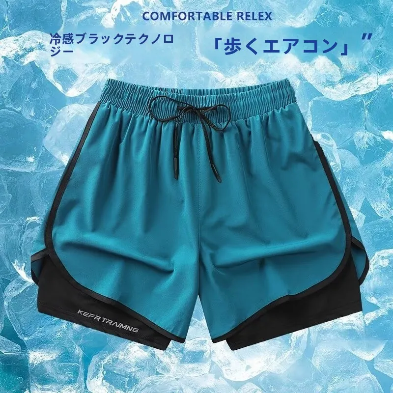 Women's Summer Thin Sports Running Shorts Quick Dry Breathable Anti-Light Three Quarter Length Pants Straight Leg Korean Style