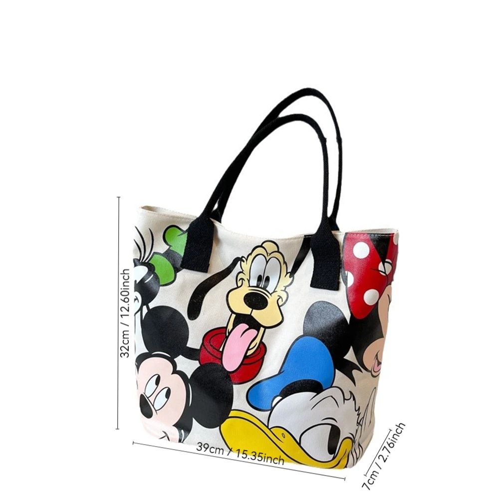 DisneyCartoon Mickey Fashion Versatile LargeCapacity Canvas Shoulder Bag Women\'s Casual Versatile Tote Bag Student Class Handbag