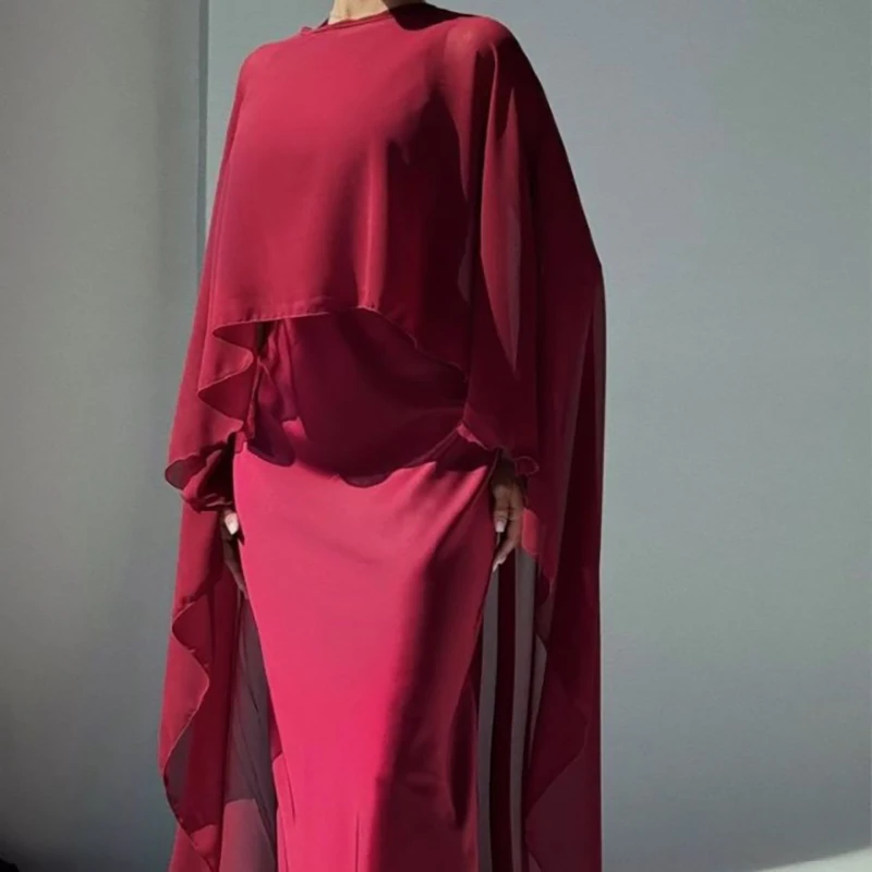 2025 Fashion Multi-color Slim Long Dress Party Outfit New Spring Casual Banquet Suit Elegant O Neck Shawl Women\'s Two Piece Set