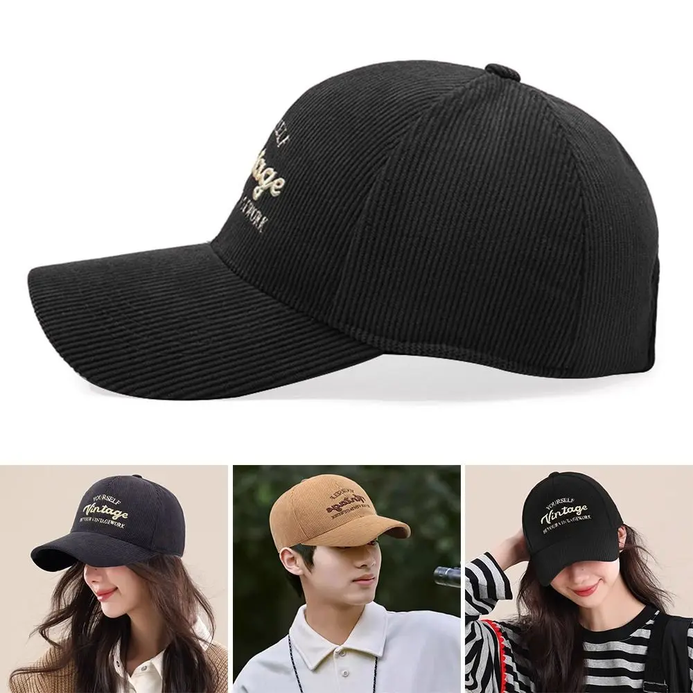 

Corduroy Baseball Caps Adjustable Casual Sunscreen Hats Embroidered Letter Outdoor Sports Dad Tucker Hat for Men Women