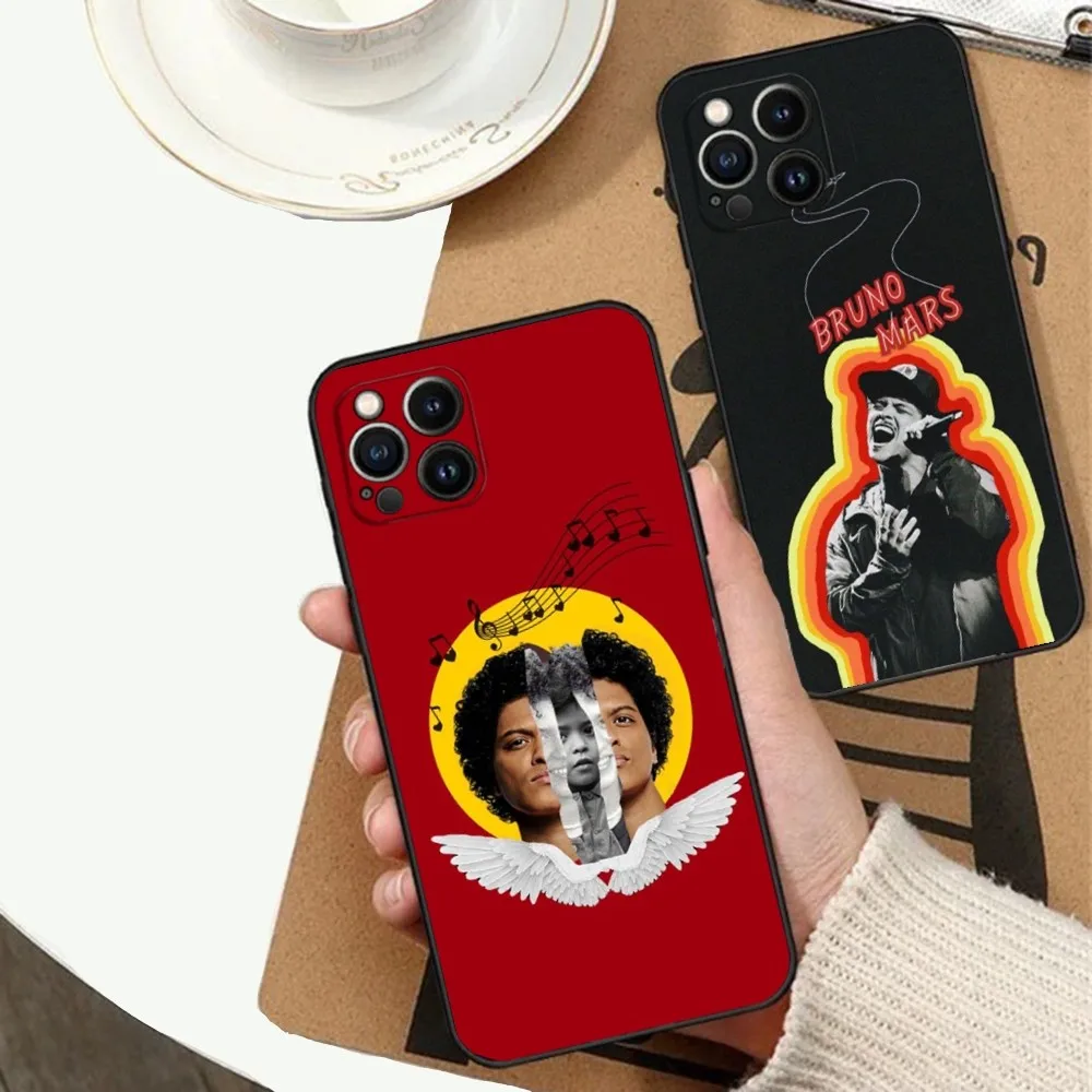 

Singer B-Bruno Mars Phone Case For Apple iPhone 15,14,13,12,11,XS,XR,X,8,7,Pro,Max,Plus,mini Silicone Black Cover