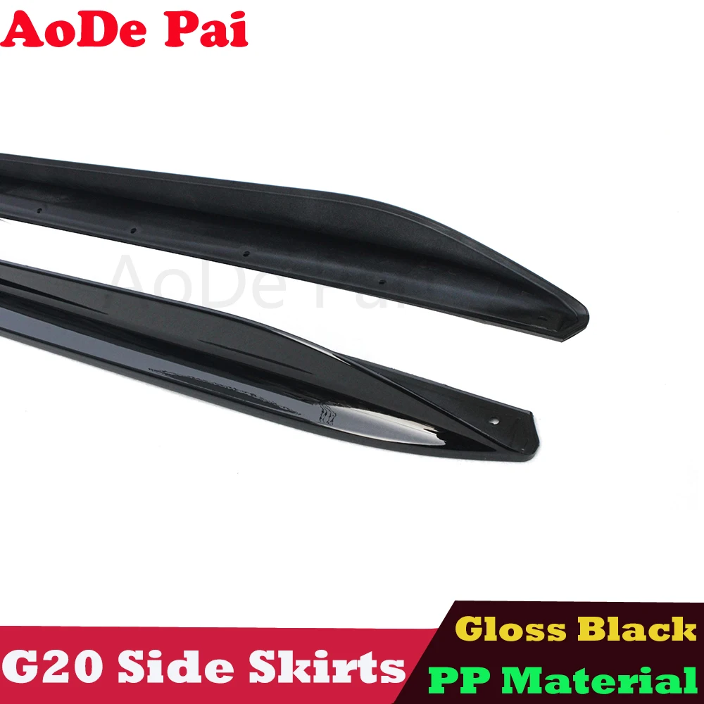 Gloss Black PP Plastic Material Side Skirts Extension For BMW 3 Series G20 G21 2018+ 318i 320i 330i