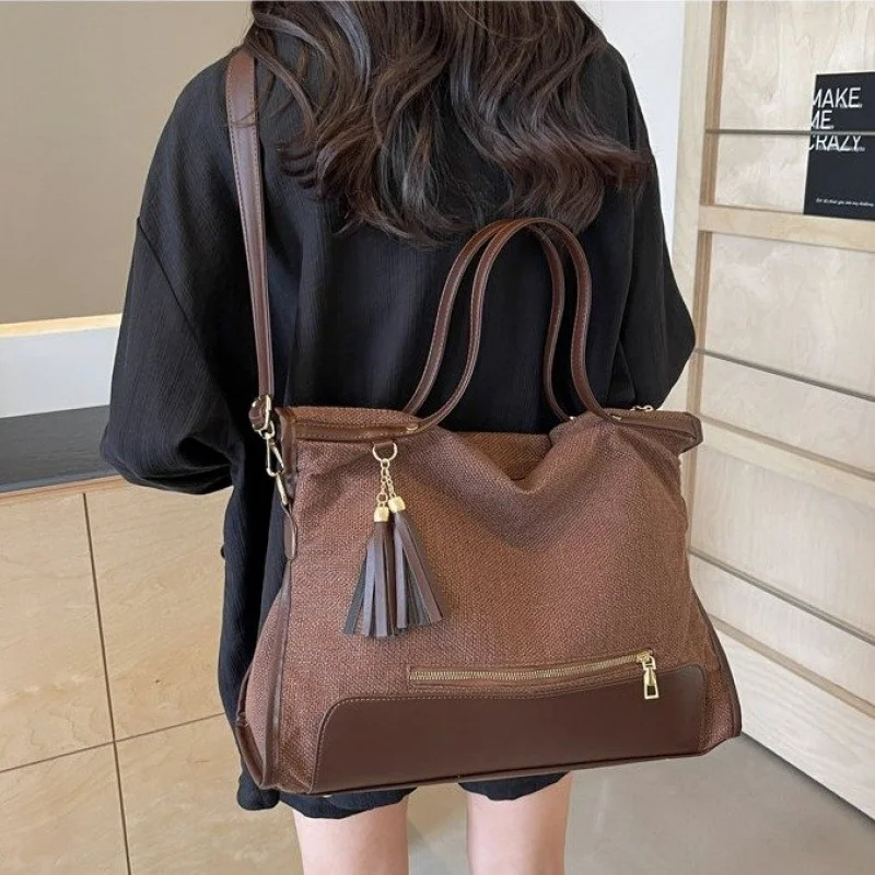 

Mixed Material Hobo Bag For Women Designer Inspired Leather And Suede Combination For Textural Interest