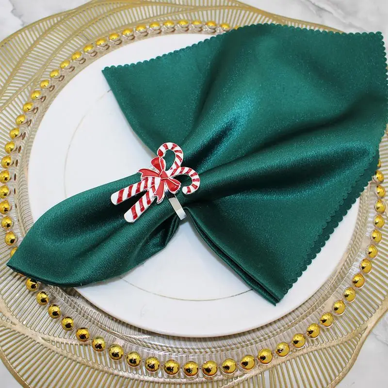 Christmas Napkin Rings 4X Candy Cane Holiday Napkin Rings Metal Napkin Buckle Aesthetic Dinner Ornaments Dining Table