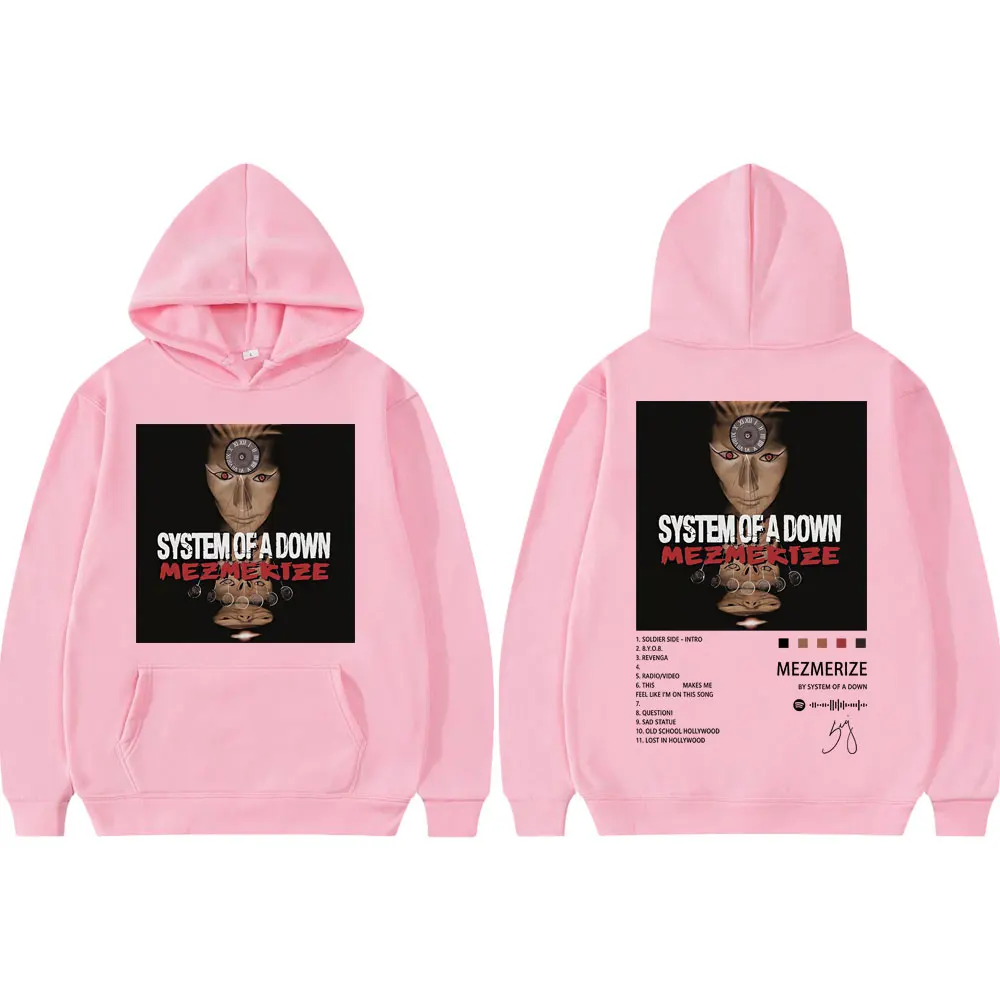 نظام ألبوم أسفل ملصق الجرافيك هوديي الرجال النساء روك الهيب هوب قمصان سويت شيرت بقلنسوة موضة خمر البلوفرات المتضخم