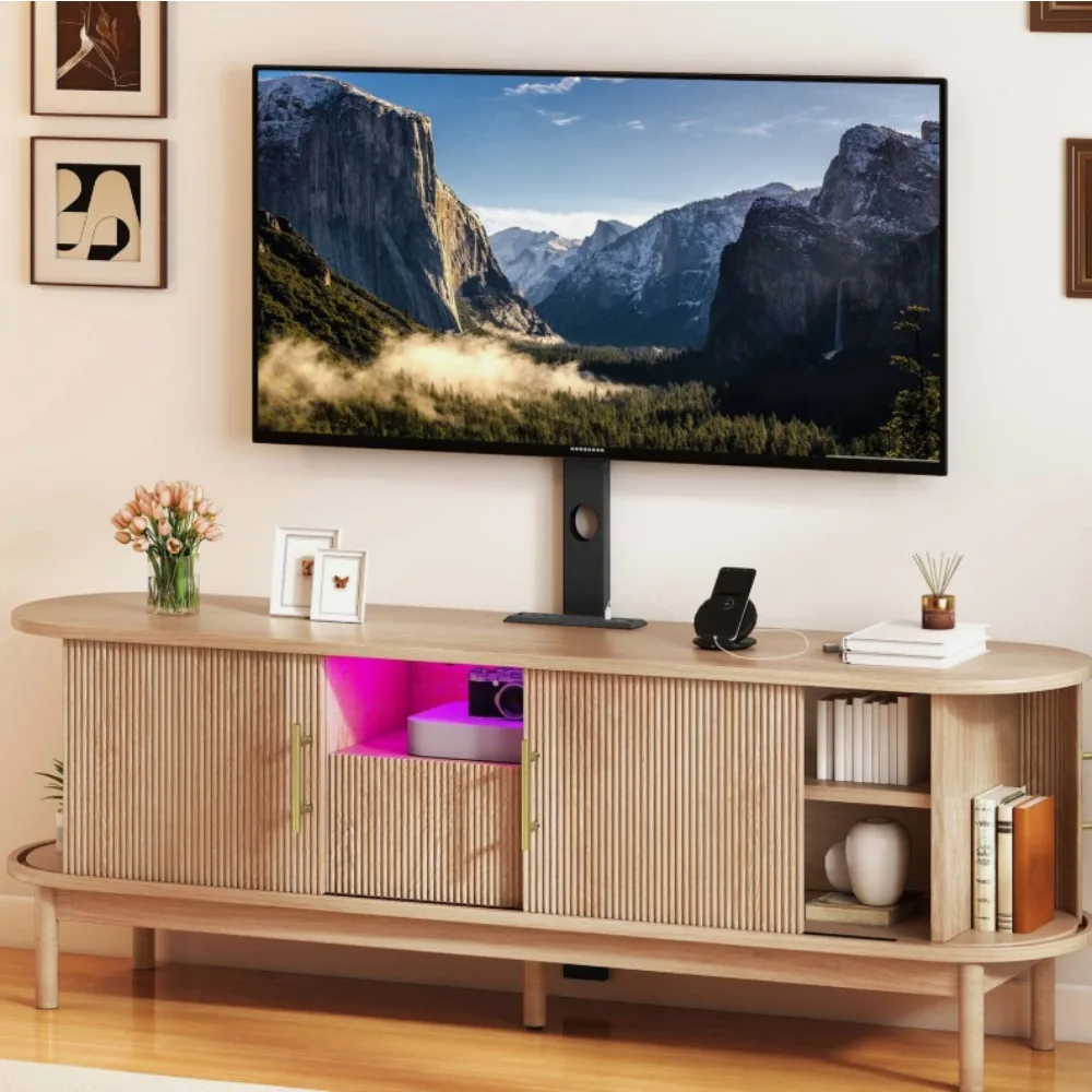 

LED TV Stand with Power Outlet Entertainment Center TV Mount for 32-75 inch TVs