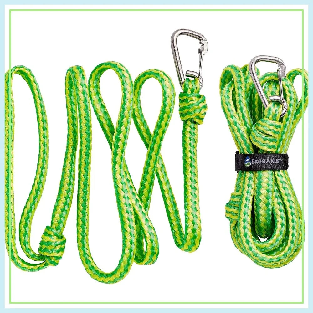 

Premium PWC Dock Lines | 2-Pack Heavy Duty Braided Ropes, 1/2'' x 7ft & 14ft Lengths, with 316 Stainless Steel Clip