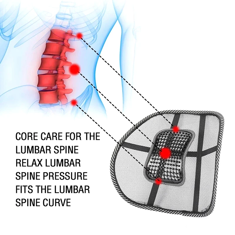 Universal Summer Car Truck Seat Cushion Spine Posture Correction Back Pillow Office Chair Breathable Lumbar Back Support