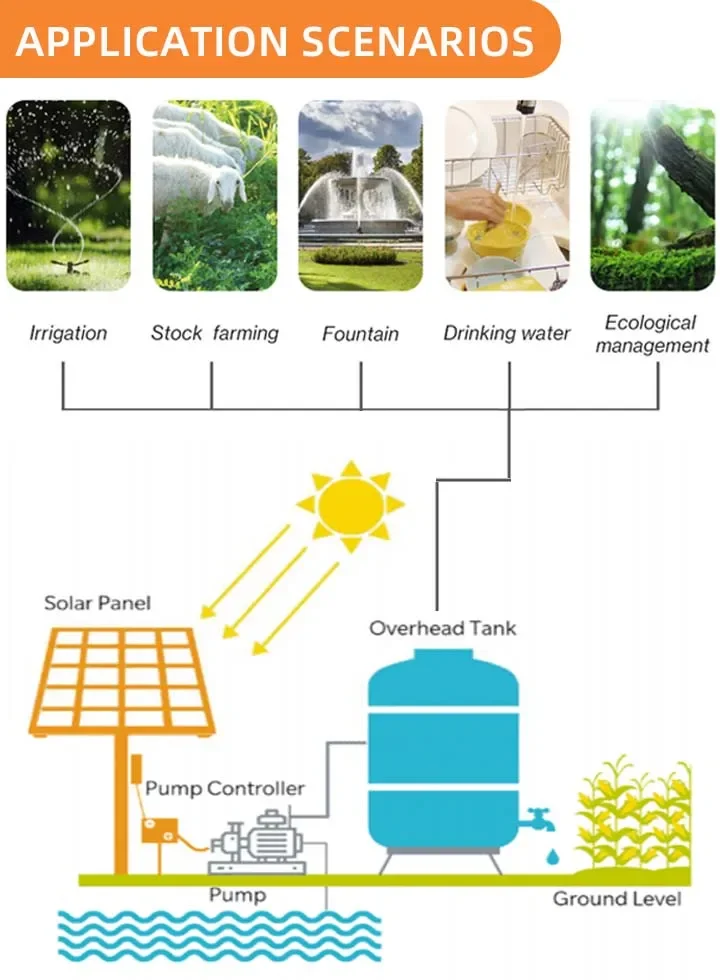 48-200V 550-1500W AC/DC Solar Surface Centrifugal Pump with SSCO Mppt Controller for Irrigation and Agriculture