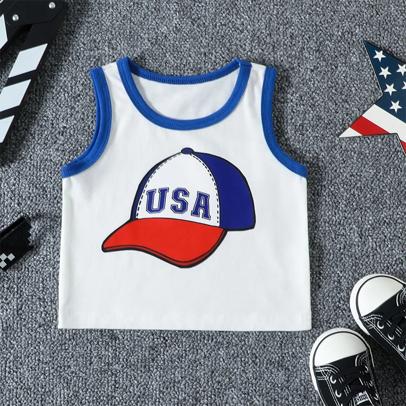 1T to 3T Baby Boy Independence Day Outfits Toddler Infant Sleeveless Vest and Shorts 2Pcs Kids Festival Clothing Sets