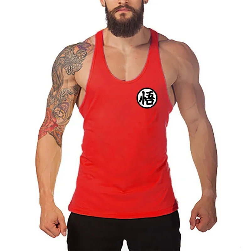 Profession Bodybuilding Stringer Tank Tops Mens Japanese Anime Logo Wu Font Printing Y Back Fitness Gym Clothing Muscle Singlets