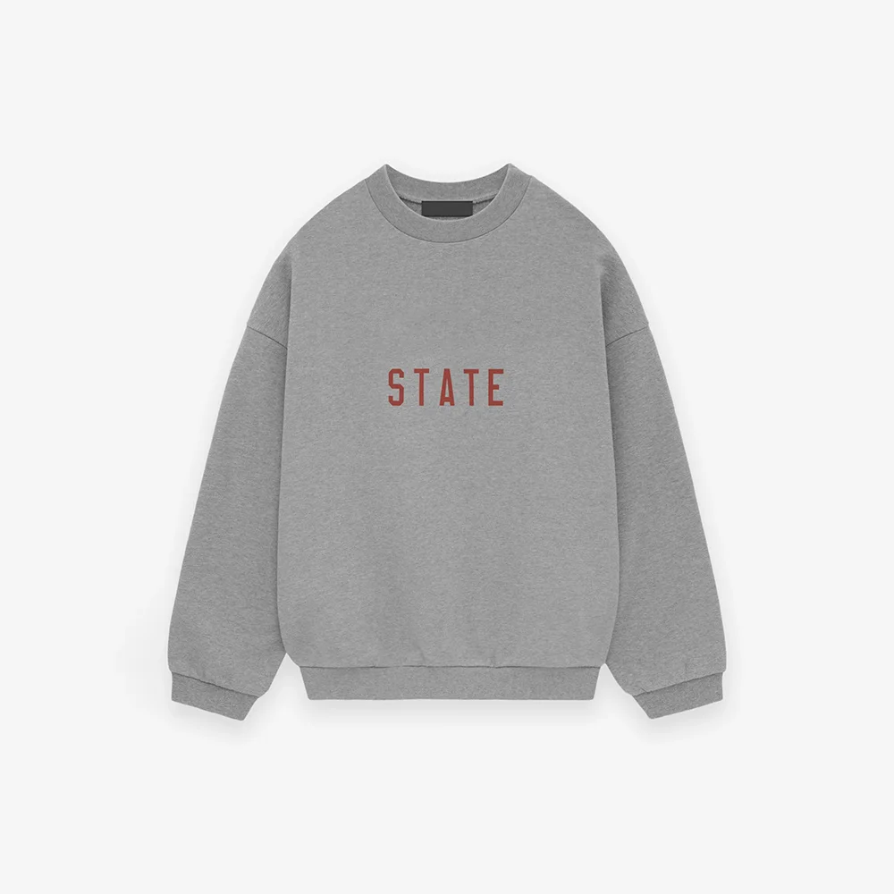 24fw The Back to school Collection Fleece Crewneck Sweatshirts State Logo Print Pullover Men Women Fashion Streetwear Sweatshirt