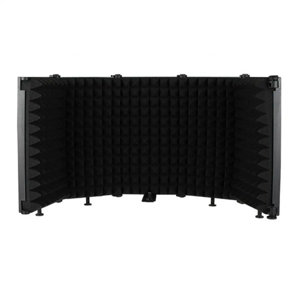 درع عزل الميكروفون عالي الكثافة من الرغوة الماصة، درع ميكروفون قابل للطي للبودكاست/الاستوديو، درع عزل الرياح قابل للطي