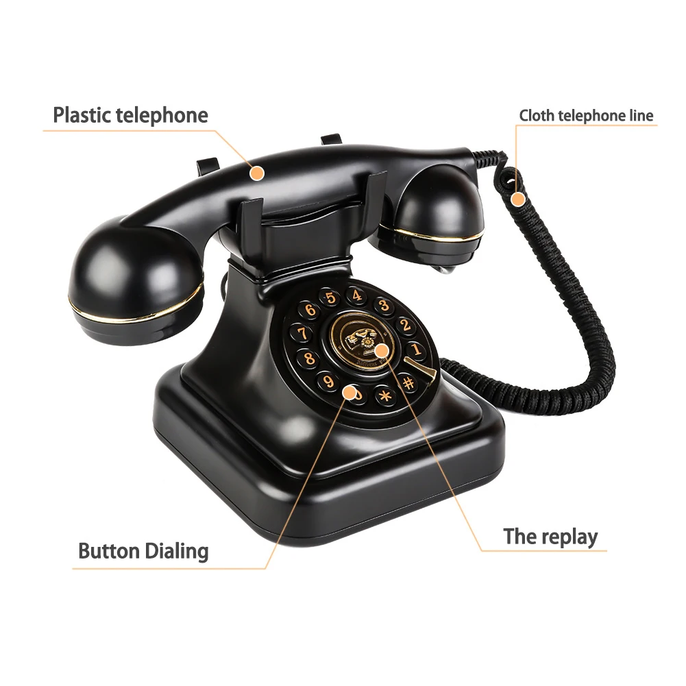 Retro Landline Telephone Vintage Corded Desk Dial Phone for wedding Party Antique Audio Phone Guestbook Message Book Phone