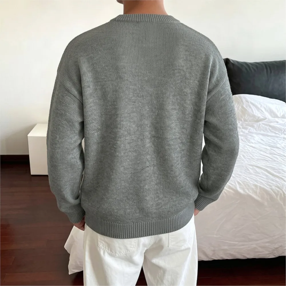 MsChuh All-match Loose Simple Style Sweater Winter Clothes Woman Pulls Femmes Daily Commuting Lazy Five-pointed Star Solid Color 4