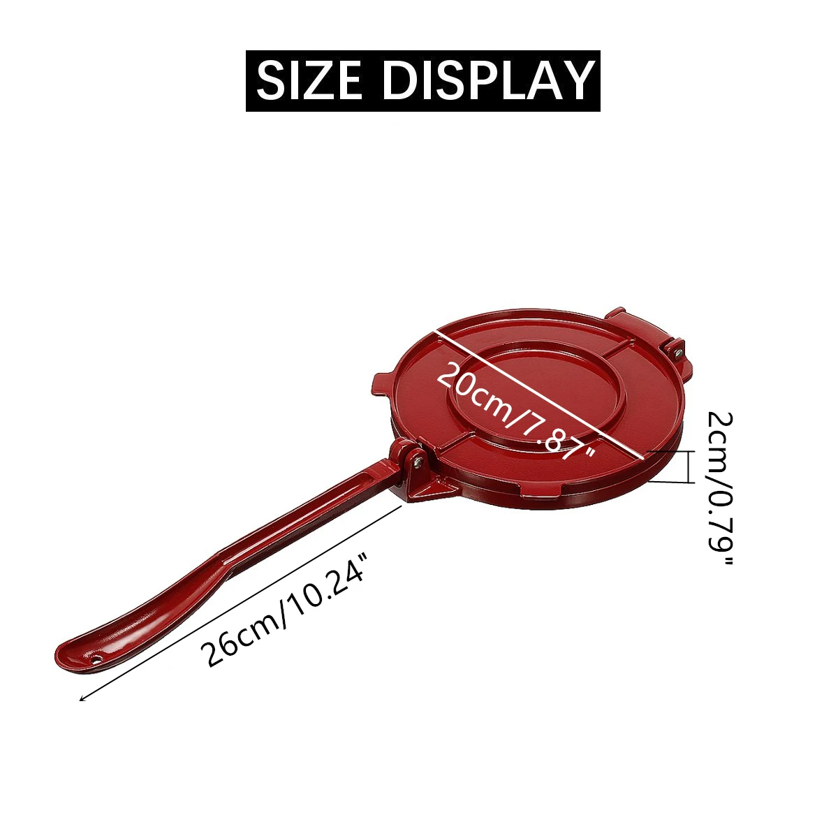アルミ製折りたたみ式トルティーヤプレス、メーカーツール、ベーキングツール、キッチン用DIY、レストラン、赤、8インチ