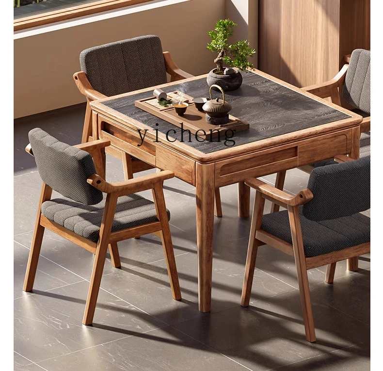 

TQH solid wood mahjong machine dining table dual-purpose roller coaster home automatic column sparrow table