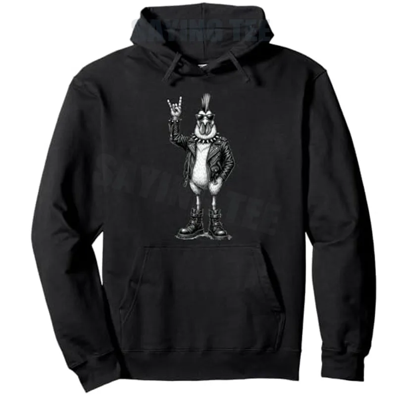 

Рок на панк, курица, забавная курица, гитара, пуловер с рисунком животного, толстовка с капюшоном Y2k, уличная одежда, свитер с капюшоном, пальто, новинка, толстовки