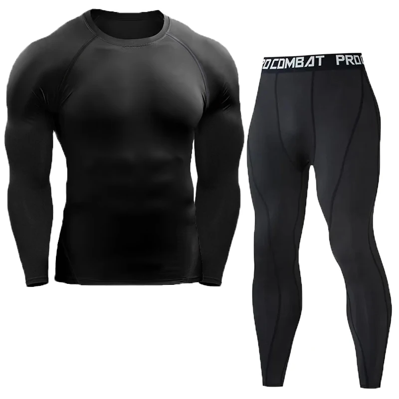 Men\'s Compression Set Men Sportswear Gym Fitness Suits Training Jogging Sport  Tights Clothing Rashguard Running Tracksuit Men