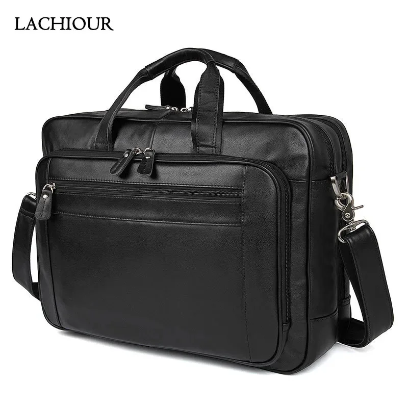 Große 15,6 Zoll Laptop Aktentasche Männer Echt leder Handtasche Designer Mode männliche Reise Männer Kuh Messenger Umhängetasche