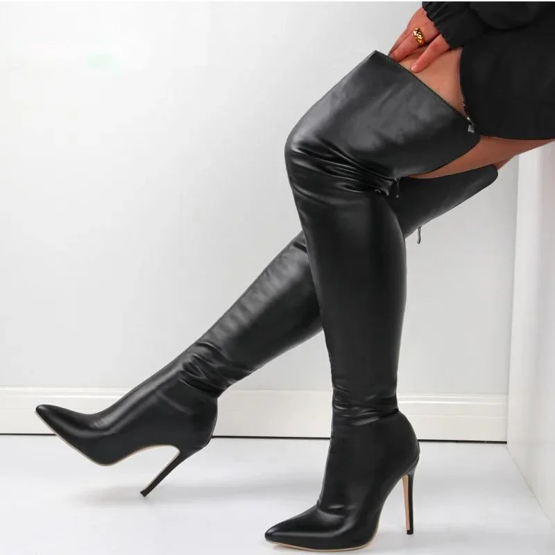 Big Size 40-46 Women\'s Boots High Heel 11cm Over Knee Boots Back Zipper Fashion Personality Boots