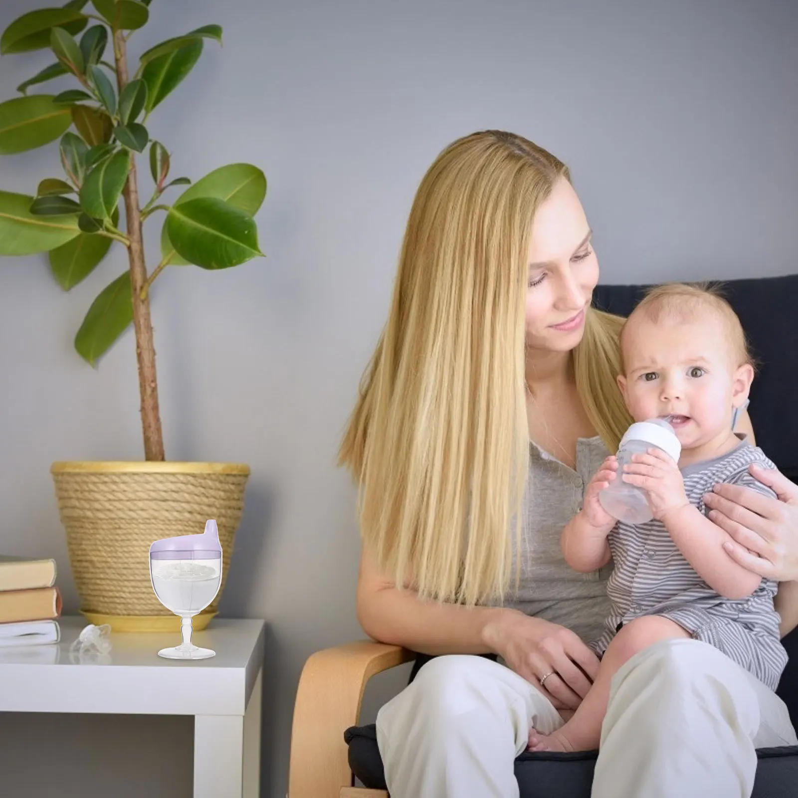 

Baby Goblet Party Cup Sturdy Leak-Proof Cold Heat Resistant Multipurpose Baby Drinking Bottle Party Cup Feeding-Bottle