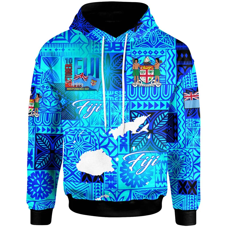 

New 3D Print Fiji Independence 1970 Tapa Style Polynesian Hoodies For Men Kid Fashion Streetwear Cool Hooded Sweatshirts Clothes