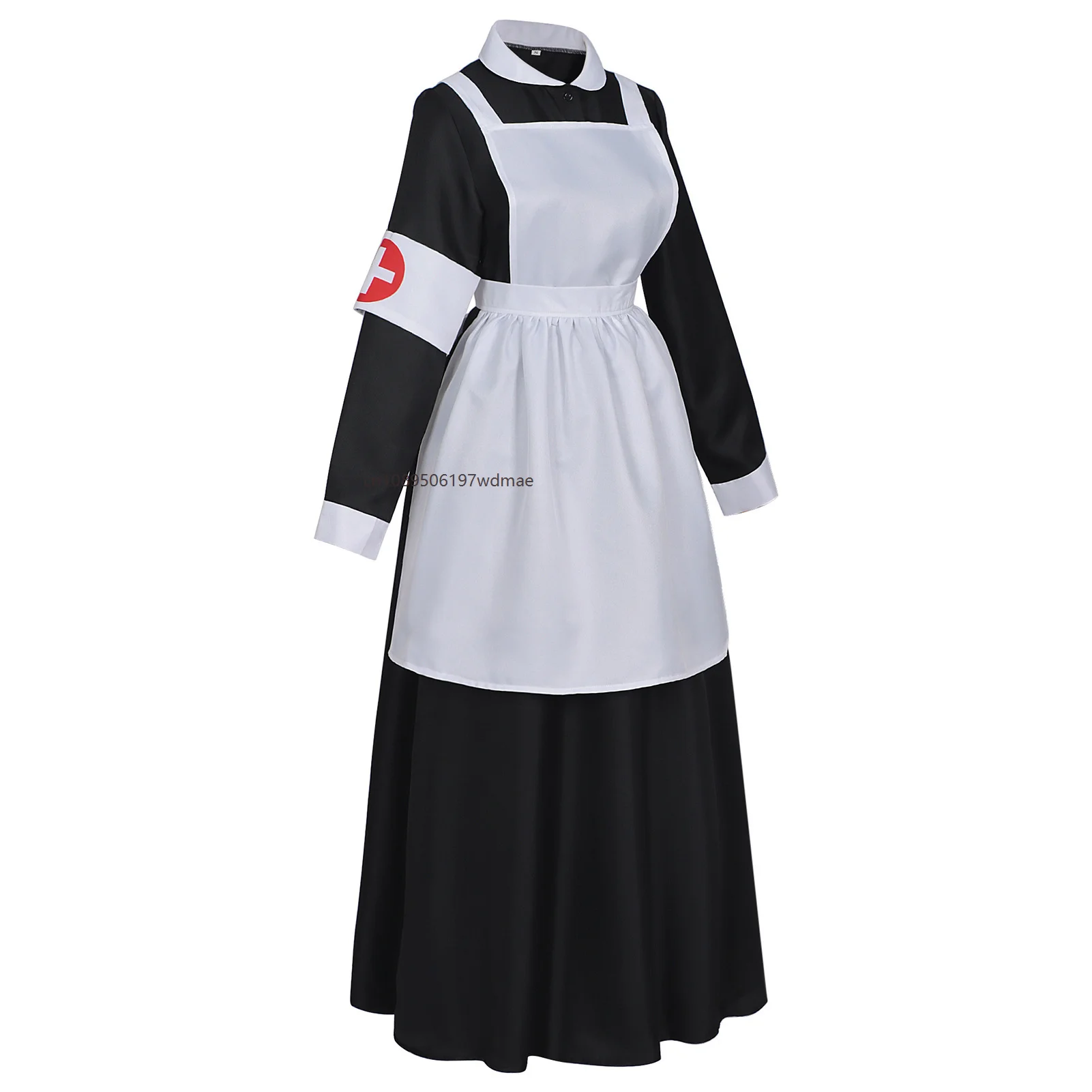 Women Gothic Nun Nurse Cosplay Costume Set Halloween Horror Hospital Fancy Dress Outfit Carnival Theme Party Role‑Play Clothes
