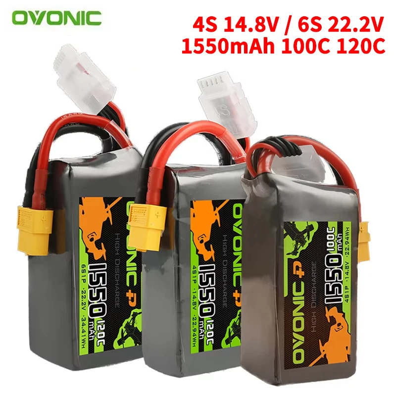 

1550mAh 100C/120C 14.8V/22.2V LiPo Battery For RC Helicopter Quadcopter FPV Racing Drone Parts 4S/6S Rechargeable Battery
