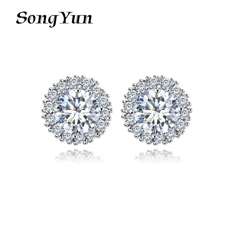

SYYG Jewelry MHT Quality Brass Stud Earrings Dangle CZ 7A Zircon Valentine Gift Minimalist Women Earring Jewelry