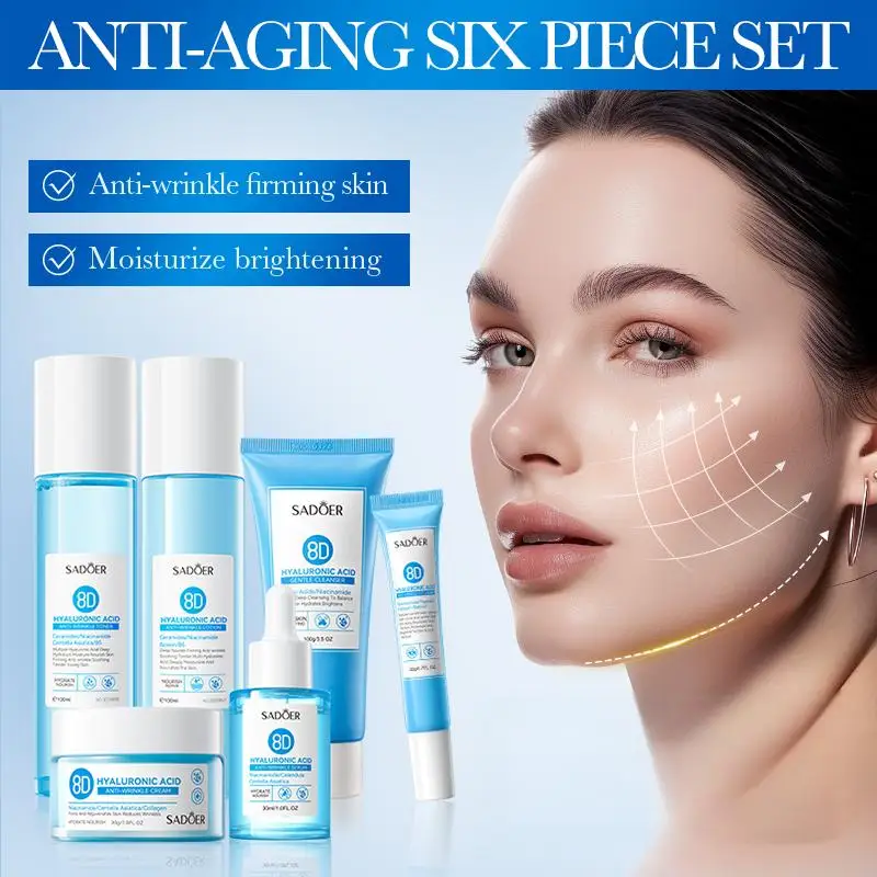 

8D Hyaluronic Acid Anti-Aging Skin care Set ANTI-WRINKLE Nourishing Firming moisturizing serum,face cream,eye cream 6pcs/set
