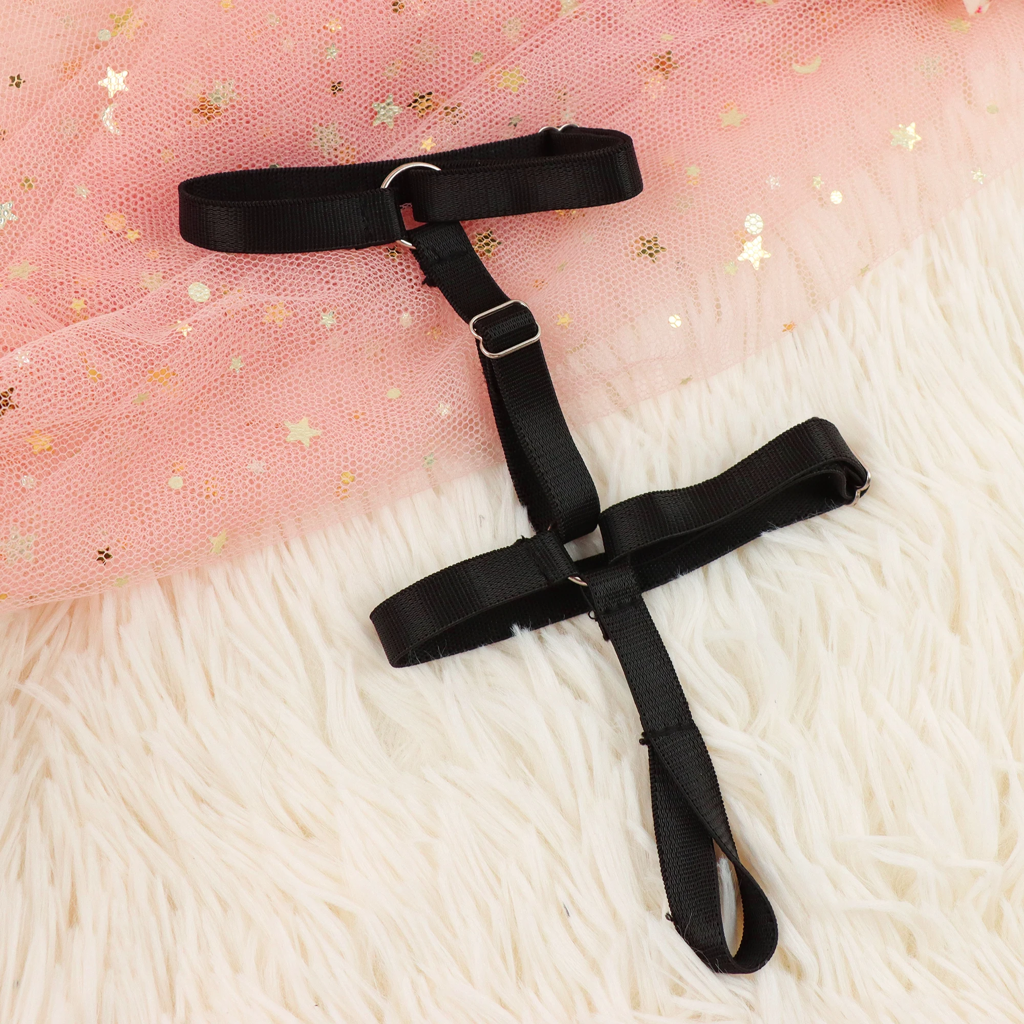 2PCS Sexy Black Elastic Bandage Anklet Foot Harness Lingerie Sensual Foot Fetish Accessory with Elastic and Adjustable Straps image 3