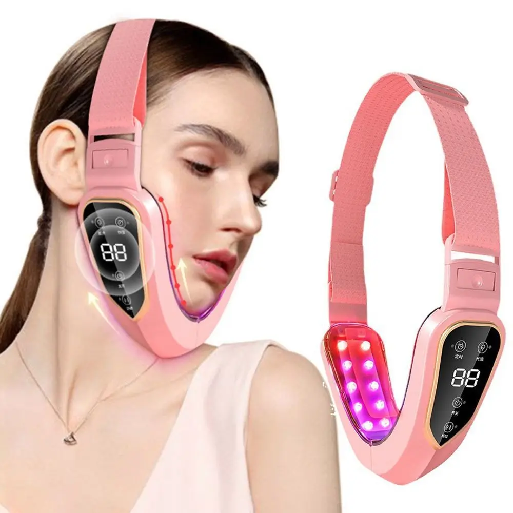 

LED Display Face Lifter Vibration Massager 12 Modes USB Rechargable Facial Beauty Instrument Face Slimming 5 Light