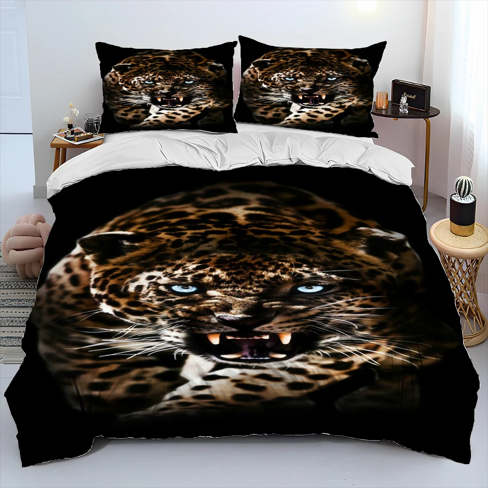 Imagem -06 - Animal Leopardo Cheetah Cartoon Beast Bedding Setduvet Cover Bed Conjunto Quilt Cover Fronha King Queen Size Bedding Conjunto Adulto