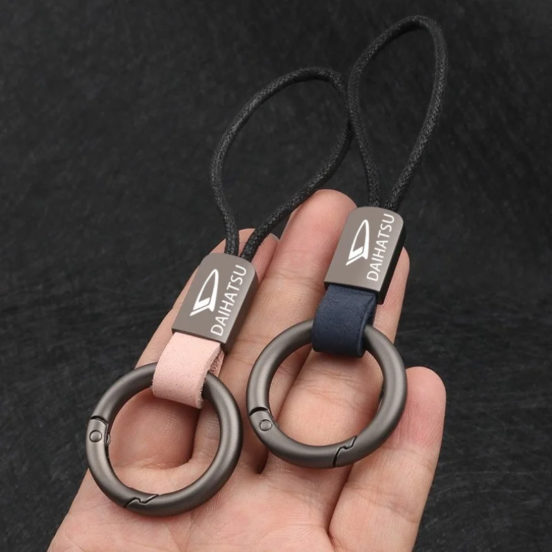 Leather Keychain Simple Lanyard Keyring For Daihatsu Terios Sirion Mira Materia Rocky YRV Feroza Charade Car Key Car Accessories