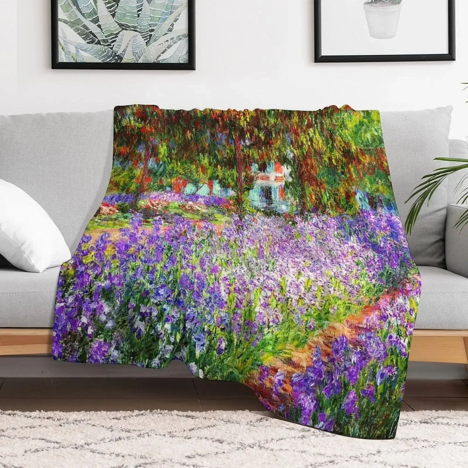 The Artist's Garden at Giverny - Claude Monet Throw Blanket Luxury Throw Beautifuls Blankets