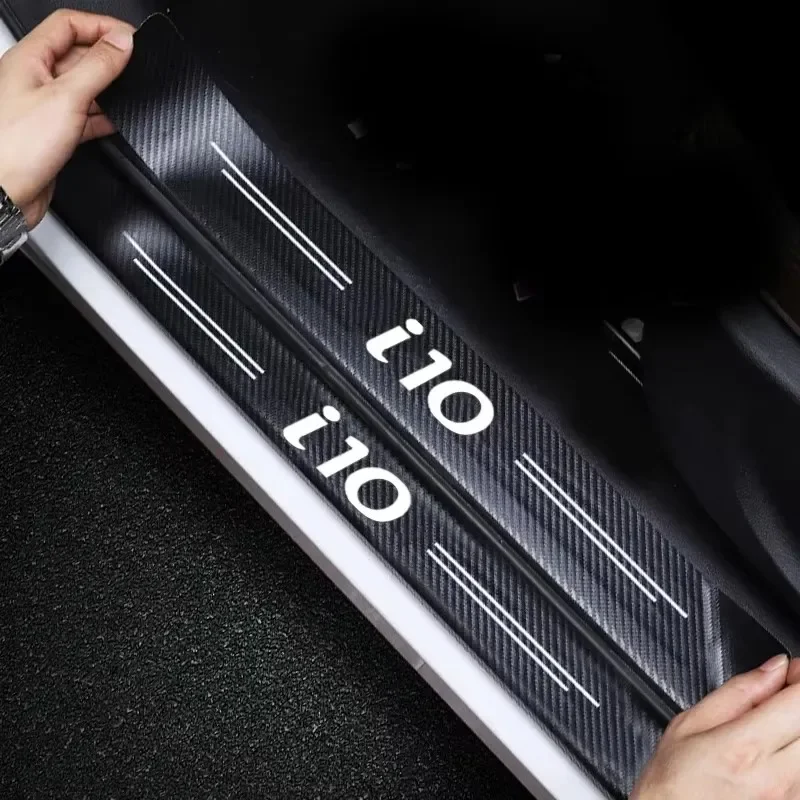 

4pcs For Hyundai I10 Sill Door Trunk Threshold Protector Anti Scratch Strip Stickers Kick Plate Water Proofing Car Guard Decals