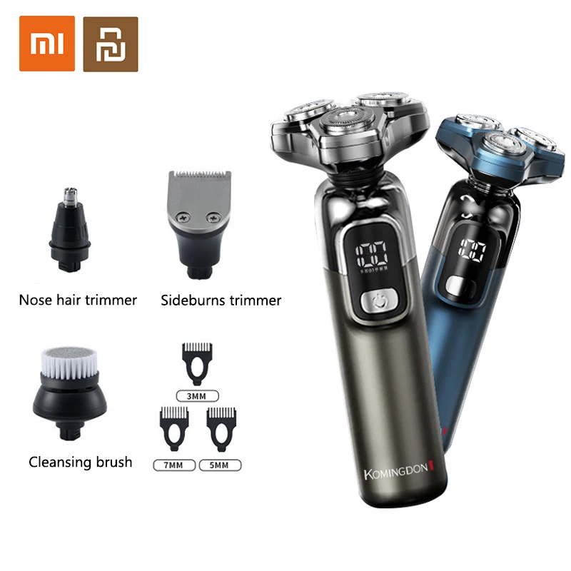 

Xiaomi Komingdon Face Hair Remover 4 In 1Triple Blade Waterproof Rotary Razor Beard Trimmer Rechargeable Electric Shaver For Men