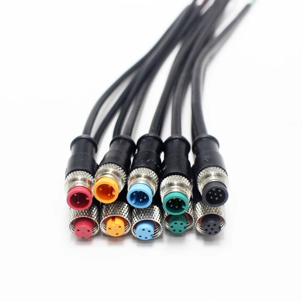 M8 2/3 4 5 6 8-pinowy rdzeń męski na żeński M/F Przedłużacz złącza stykowego Złącze czujnika Kabel Rower elektryczny Wodoodporny Ebike