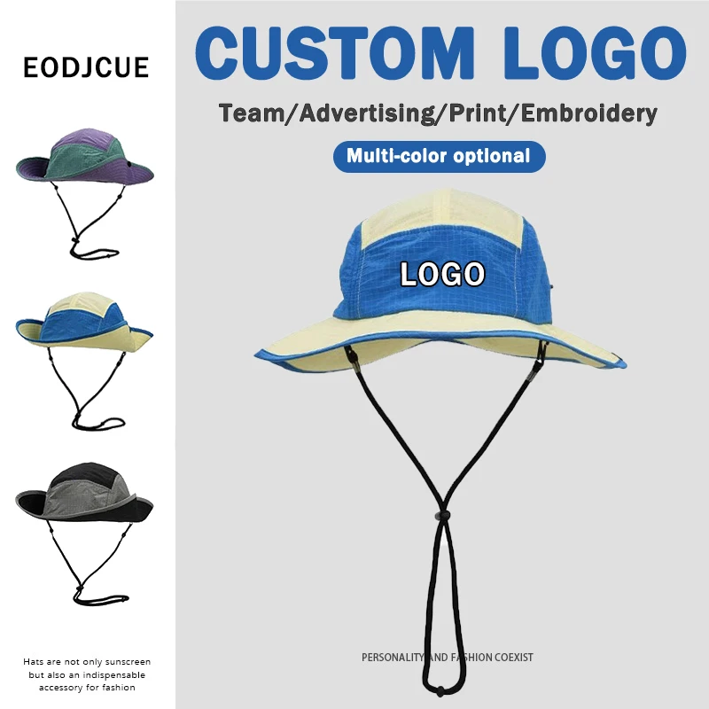 New Niche Color Matching Quick-drying Bucket Hats Customizable Logo Summer Outdoor Leisure Sunscreen Hiking Caps Unisex