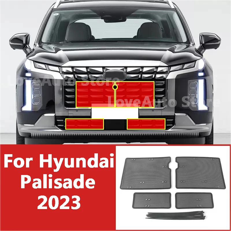 

For Hyundai Palisade 2023 2021 2022 Car Insect Screening Mesh Front Grille Insert Net Front Insect Screening Cover Accessories